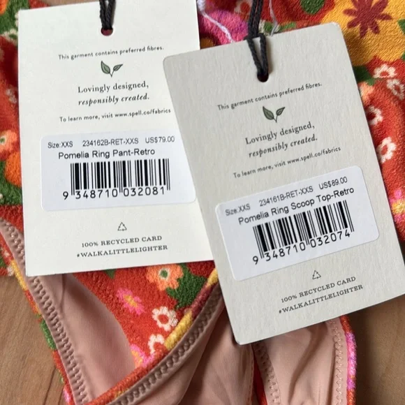 NWT Spell Pomelia Ring Scoop/Ring Pant Bikini in Retro Size XXS Orange Floral - Picture 15 of 16